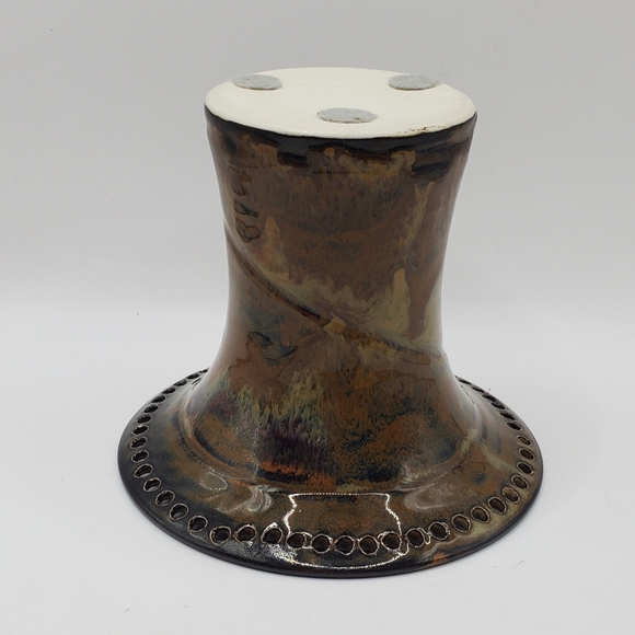 Burb Land Pottery Trumpet Vase Earring Holder Jewelry Organizer Signed 4" H Deco - Picture 7 of 15
